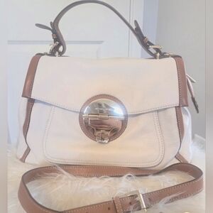 Michael Kors Vintage White and Brown Leather Handbag
